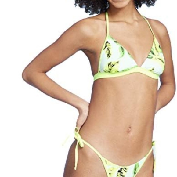 Xhilaration Tropical Neon Palm Bikini SET - Picture 1 of 12